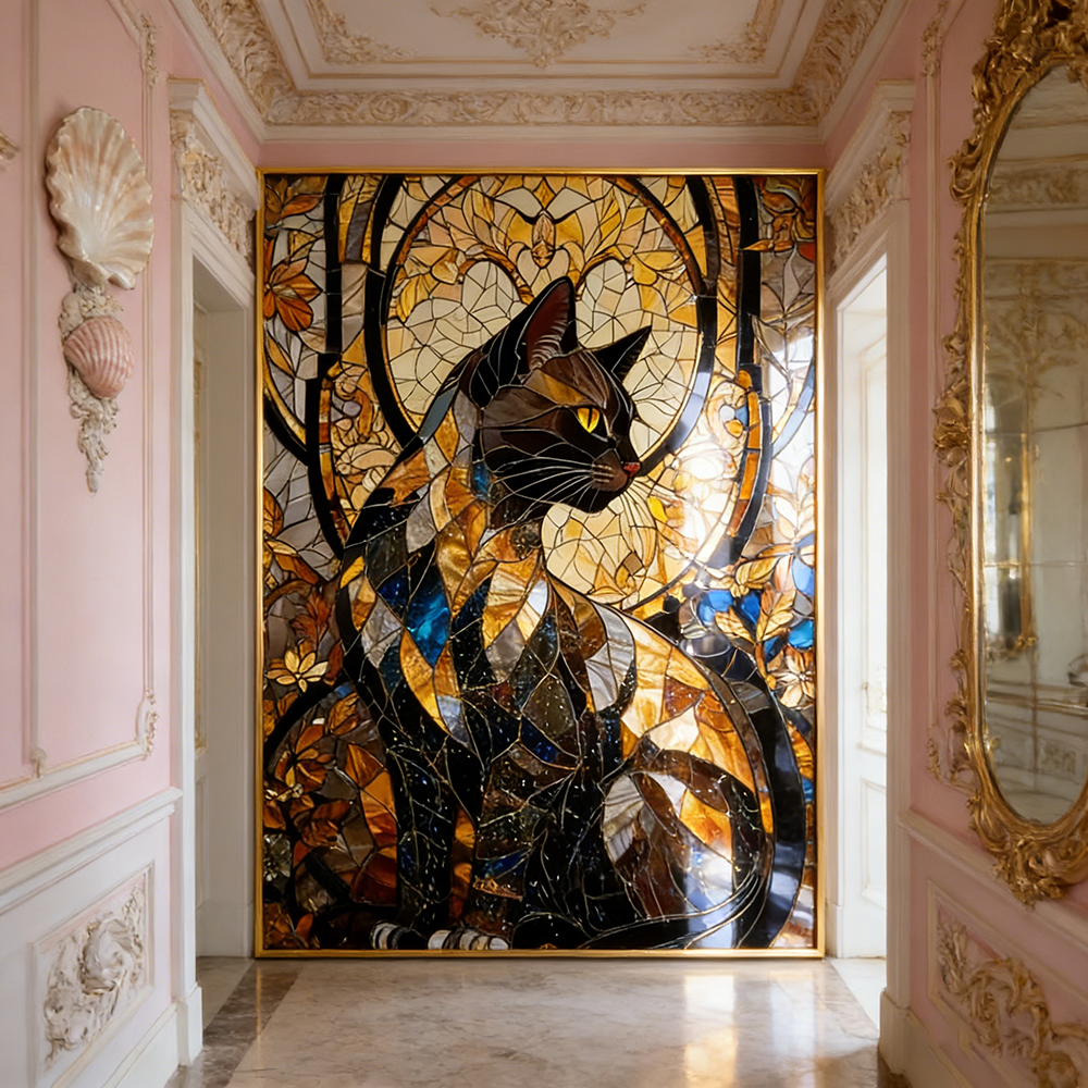 Golden Cartoon animal picture Crystal Porcelain Painting wallart LED