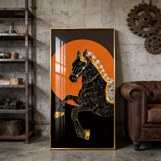 Exquisite Horse Animal Crystal Porcelain Painting Decorative beautiful wallart LED