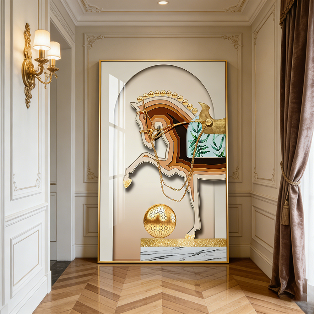 Modern Horse HD print Crystal Porcelain wall decorative Painting LED