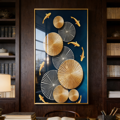 Geometry Fish School Landscape Crystal Porcelain Painting Decorative art LED