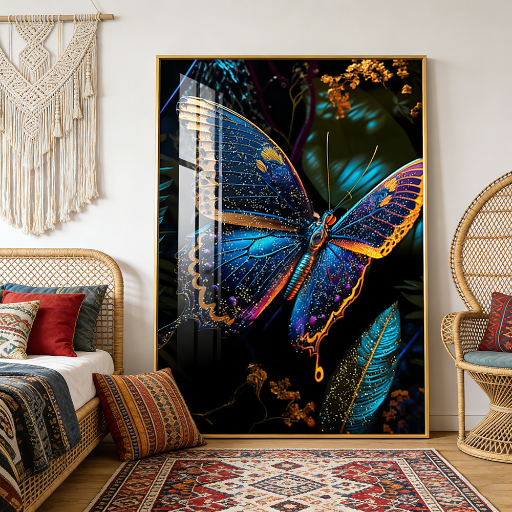 Luxurious Butterfly Landscape Crystal Porcelain Painting 3D decorative LED