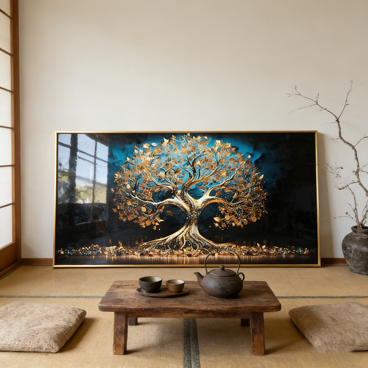 Banner blue tree Crystal Porcelain painting home decorative Wallart