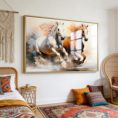 Abstract animals horse Crystal Porcelain painting  Decorative Wallart LED