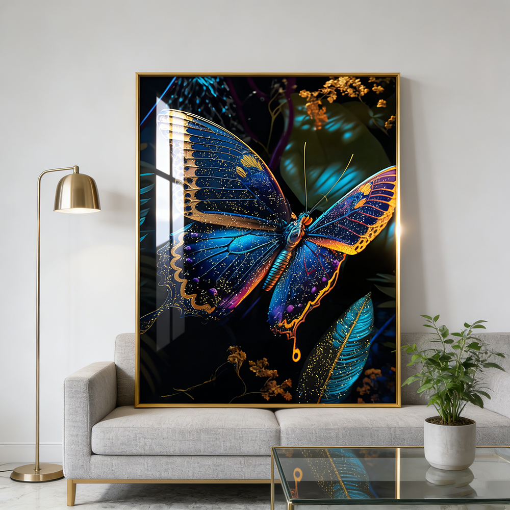 Luxurious Butterfly Landscape Crystal Porcelain Painting 3D decorative LED