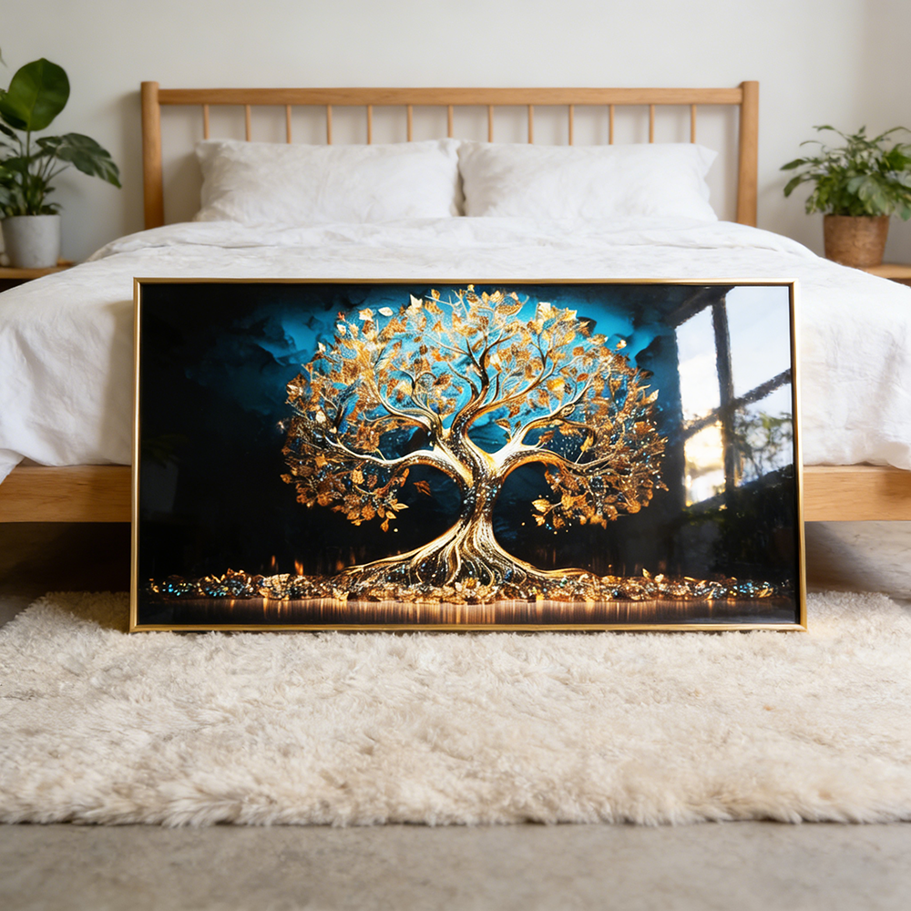 Banner blue tree Crystal Porcelain painting home decorative Wallart