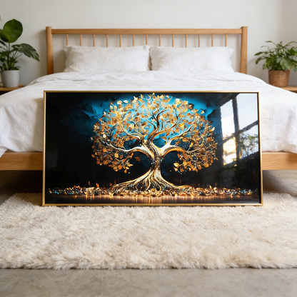 Banner blue tree Crystal Porcelain painting home decorative Wallart