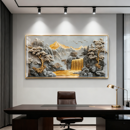 Abstract 3D landscape crystal porcelain painting decorative LED wallart