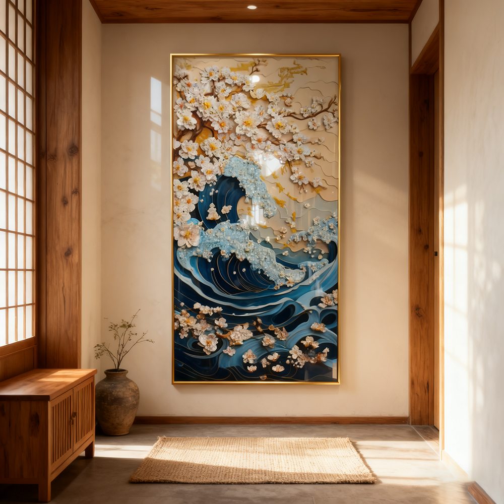 Lucky Ocean waves Crystal Porcelain beautiful Painting Decorative Painting art modern
