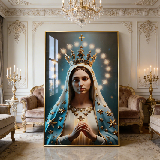 Luxurious statue of the goddess Maria crystal porcelain painting wall Decorative art LED