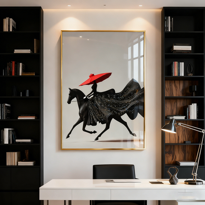 Study decoration horseback riding scenery crystal porcelain painting wall art LED