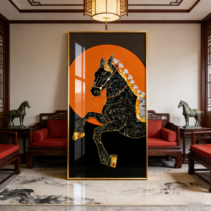 Exquisite Horse Animal Crystal Porcelain Painting Decorative beautiful wallart LED