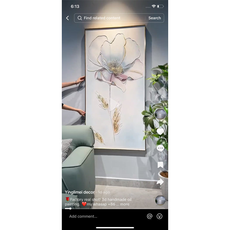 A beautiful and high-end flower wall Painting Decorative art LED