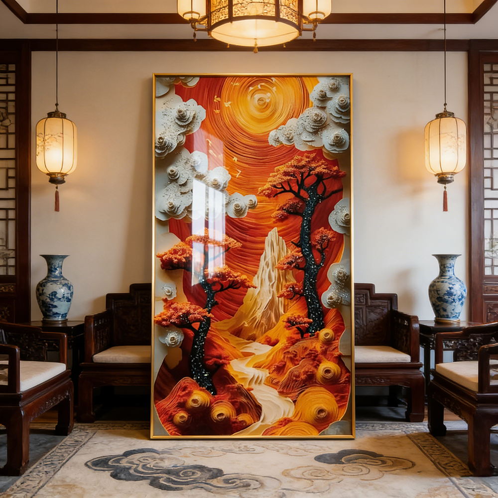 Homedecor Abstract scenery Crystal Porcelain Painting wallart LED