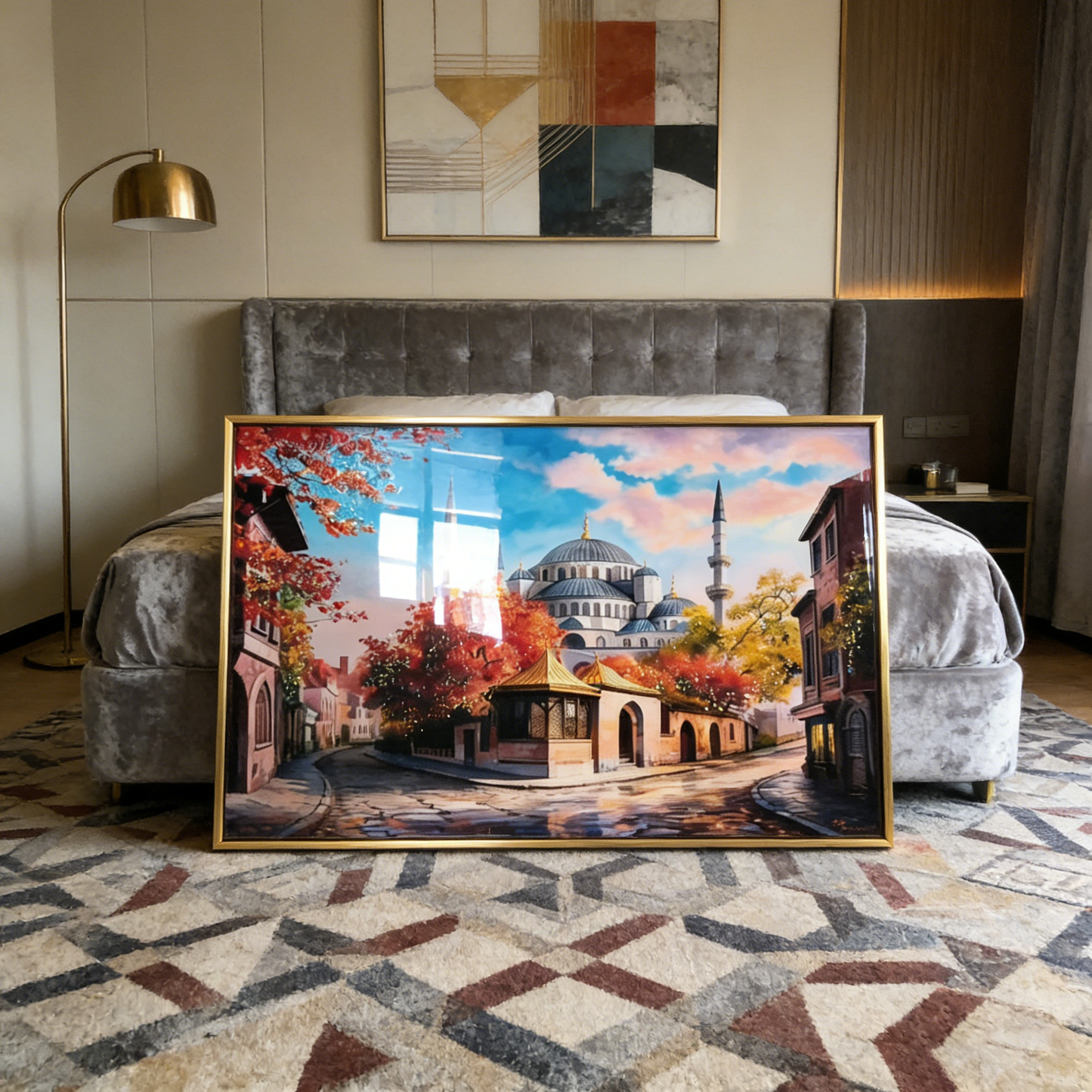 Luxury Beautiful Palace Landscape Crystal Porcelain Painting decorative wallart.