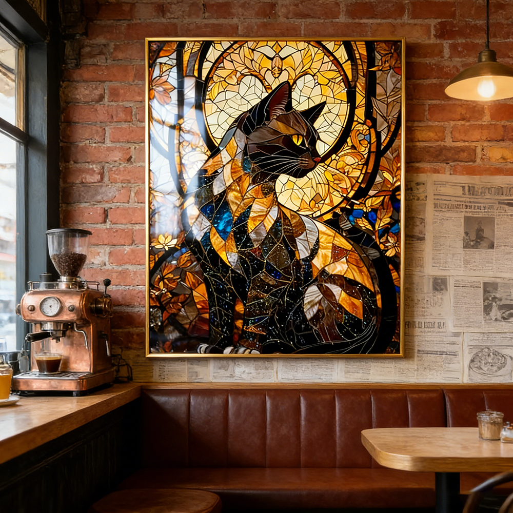 Golden Cartoon animal picture Crystal Porcelain Painting wallart LED