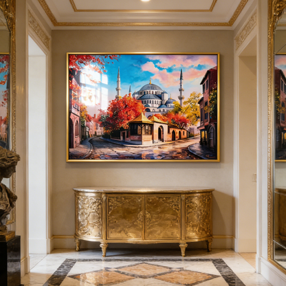 Luxury Beautiful Palace Landscape Crystal Porcelain Painting decorative wallart.