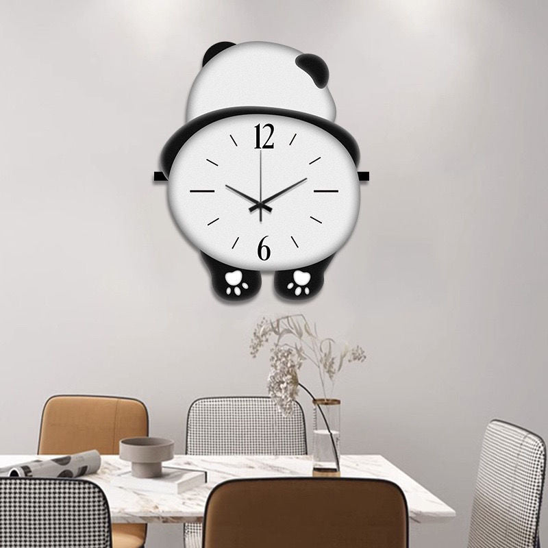 Cute Panda pattern decoration wall hanging clock LED