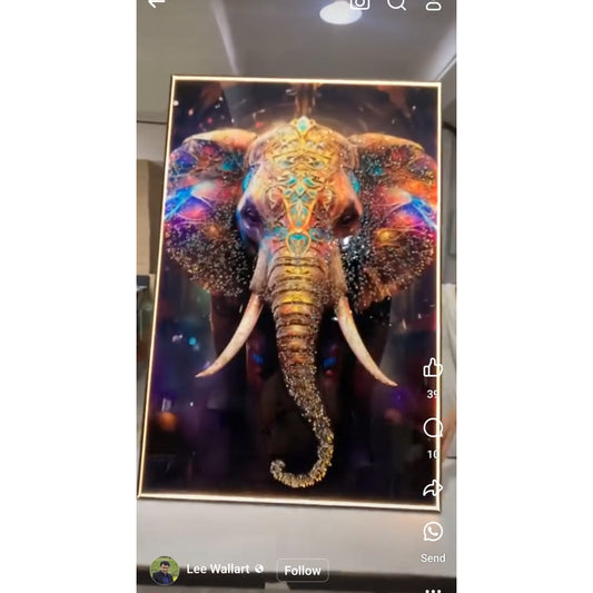 Animal elephant decorative painting Crystal porcelain art walldecor