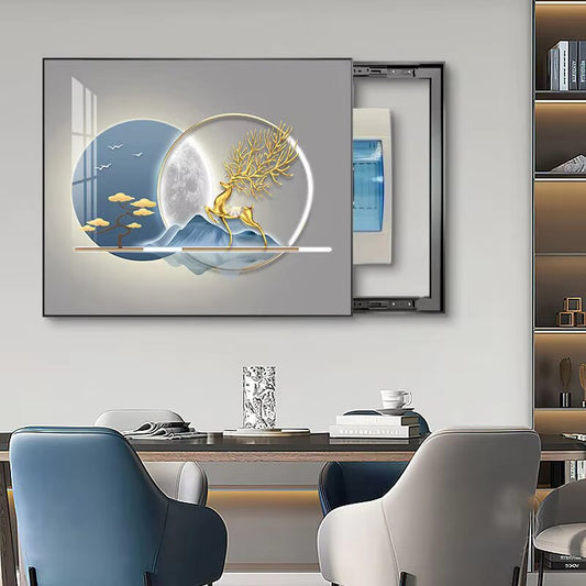 Electric Meter Box Cover | Electric meter box decorative painting Golden Flowers