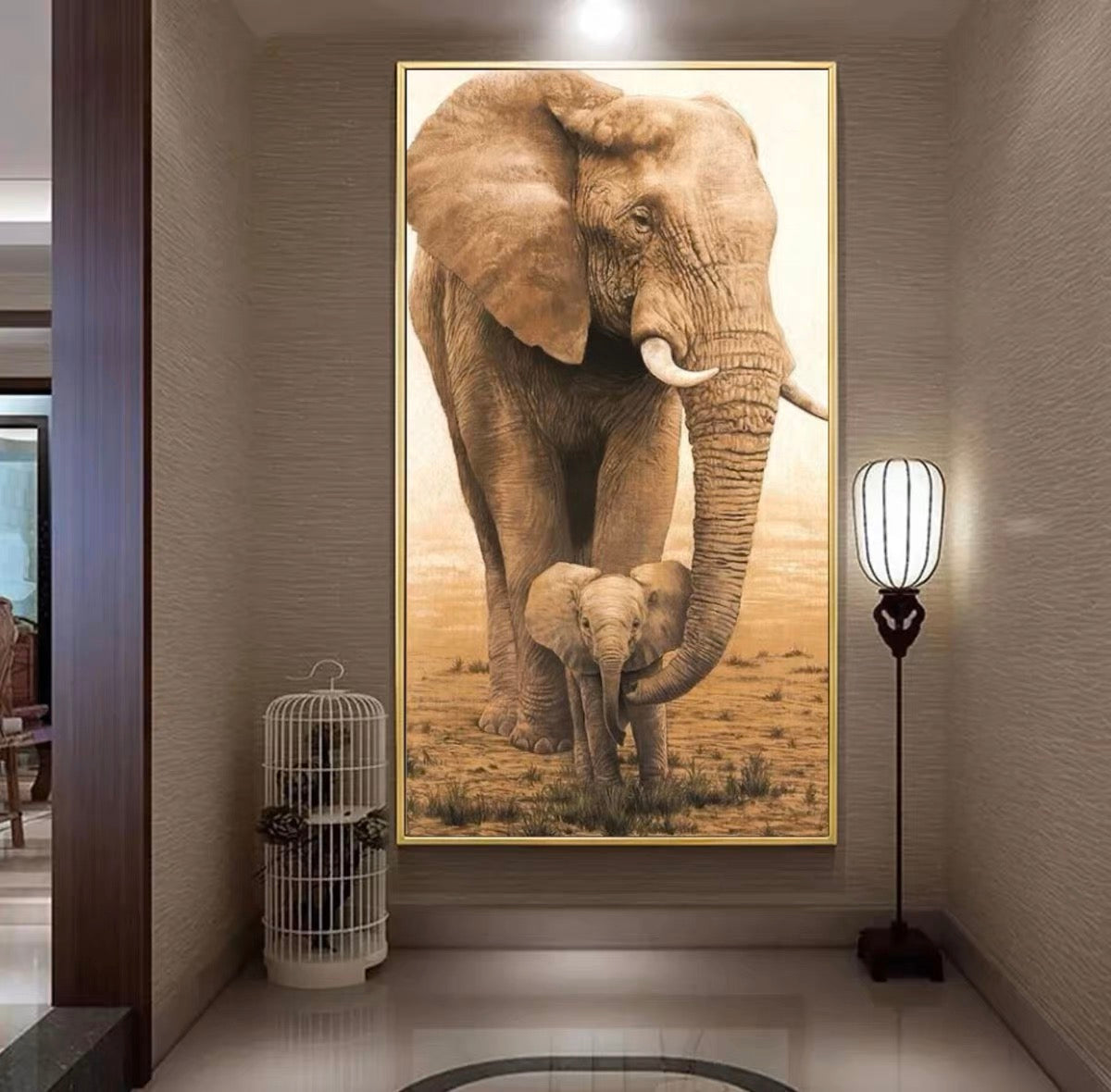 Animal The elephant & The horse decorative paintingart popular