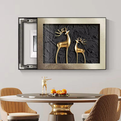 Electric Meter Box Cover | Electric meter box decorative painting Golden Flowers