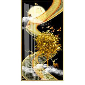 Abstract Golden Deers Crystal Porcelain wall decorative painting