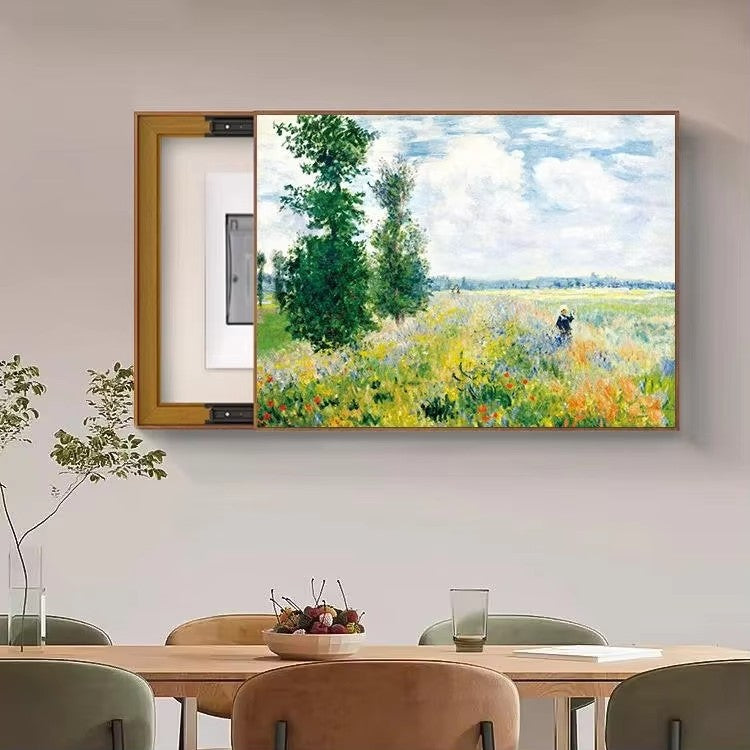 Electric Meter Box Cover | Electric meter box decorative painting Golden chrysanthemums