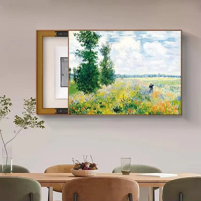 Electric Meter Box Cover | Electric meter box decorative painting Golden chrysanthemums