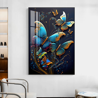 Luxurious Butterfly Crystal Porcelain Painting Wall Decorative LED Painting