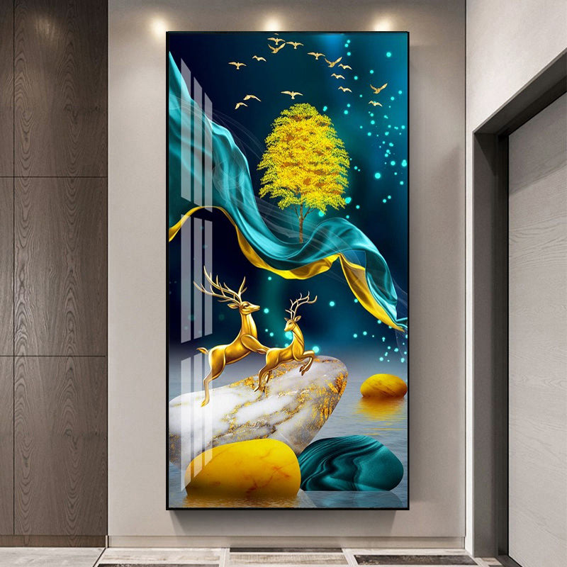 Lucky Nine Fish Picture Crystal Porcelain Painting Decorative Painting.
