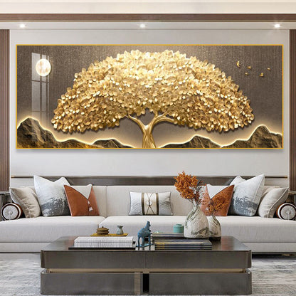 Light luxury lucky golden tree decorative painting