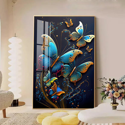 Luxurious Butterfly Crystal Porcelain Painting Wall Decorative LED Painting