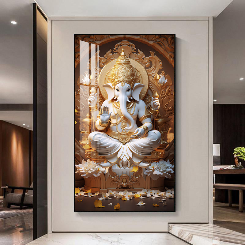 Indian Elephant Statue Crystal porcelain painting decoration wall Painting Decorative LED Light