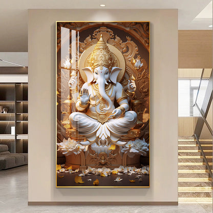 Indian Elephant Statue Crystal porcelain painting decoration wall Painting Decorative LED Light