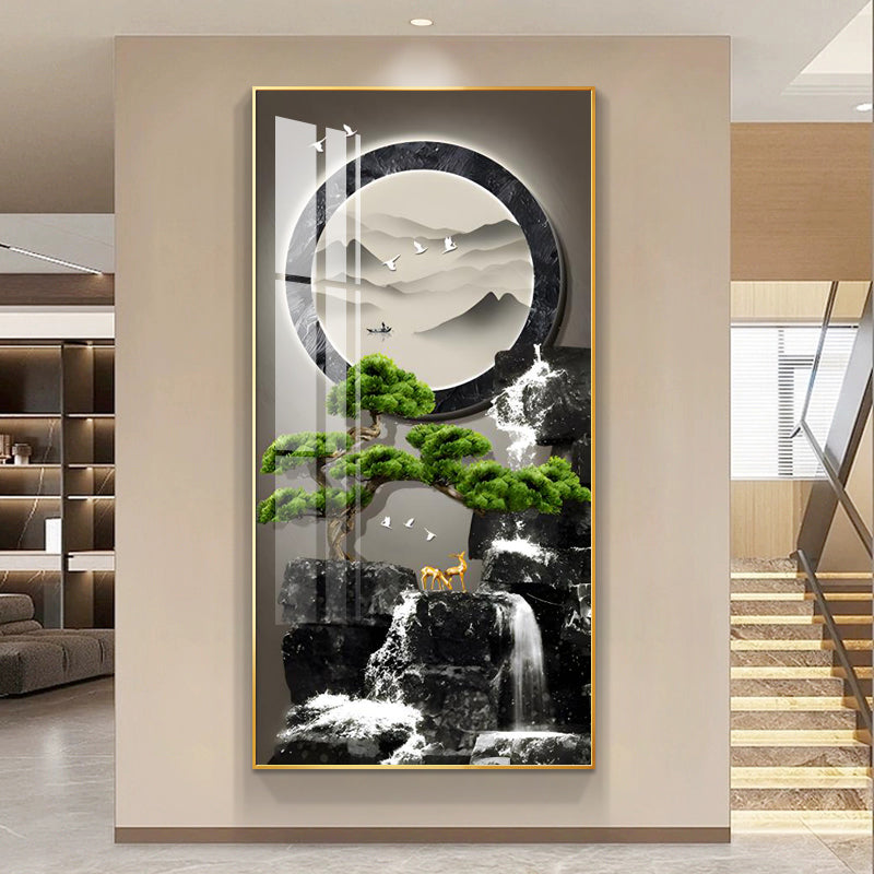 Modern Abstract Landscape LED Crystal Porcelain Wall Decorative Painting