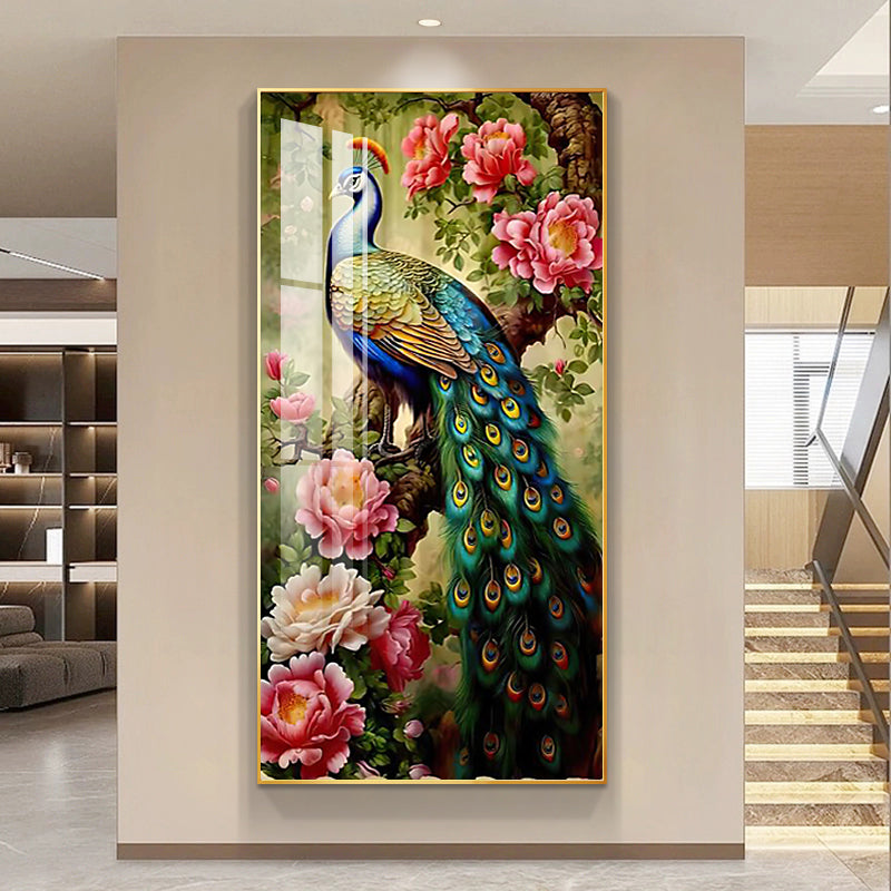 Modern Luxurious peacock crystal porcelain painting LED home decorative