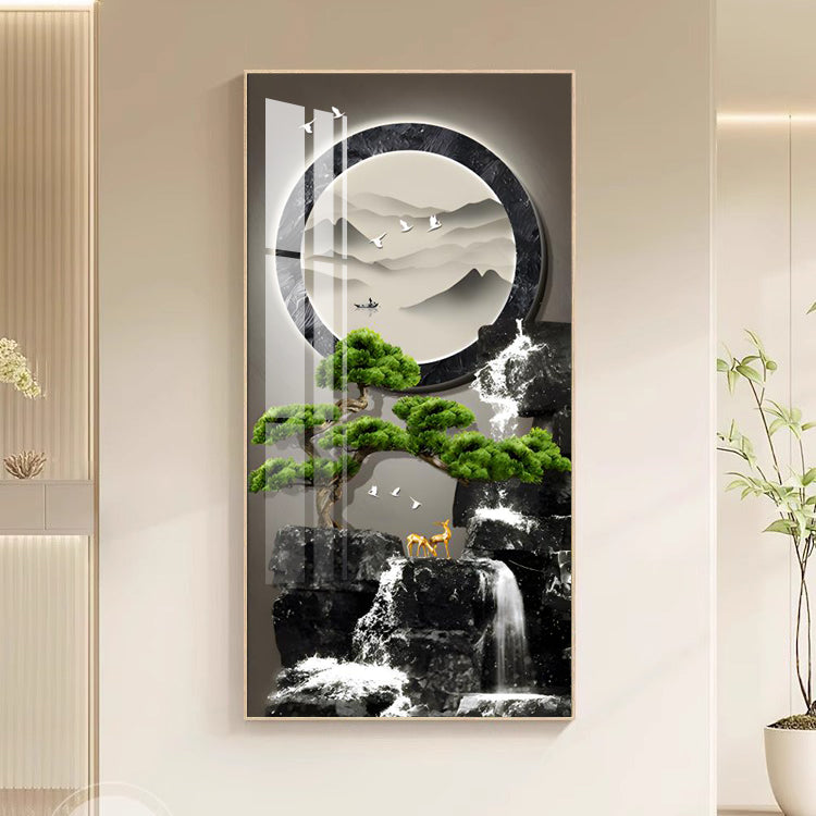 Modern Abstract Landscape LED Crystal Porcelain Wall Decorative Painting