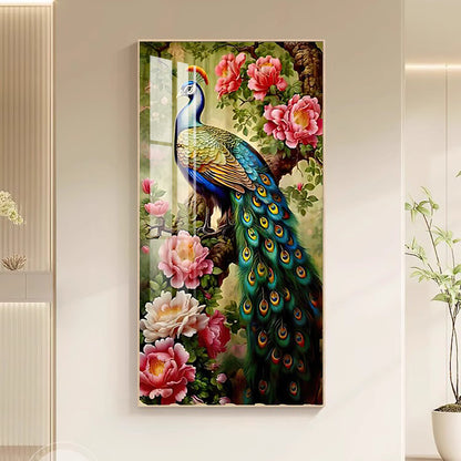 Modern Luxurious peacock crystal porcelain painting LED home decorative