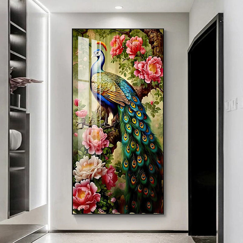 Modern Luxurious peacock crystal porcelain painting LED home decorative