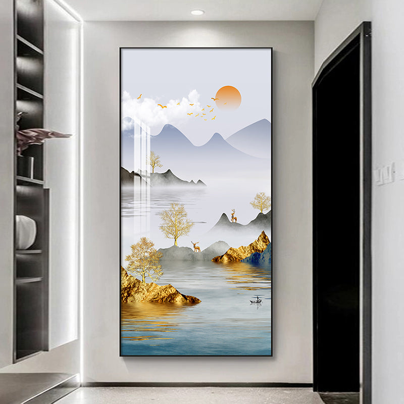 Cartoon deer wall Painting Decorative crystal porcelain painting art LED