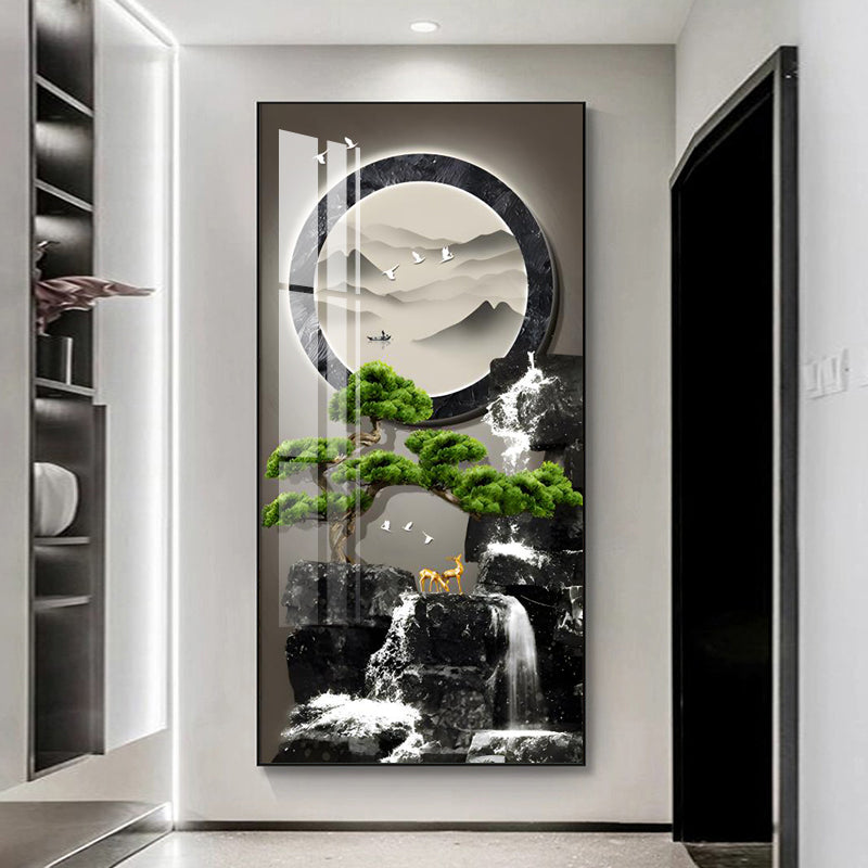 Modern Abstract Landscape LED Crystal Porcelain Wall Decorative Painting