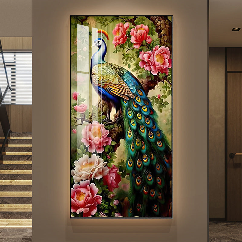 Modern Luxurious peacock crystal porcelain painting LED home decorative