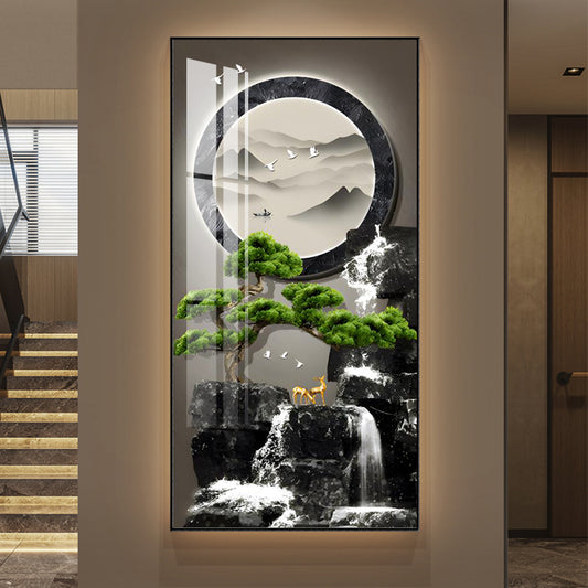 Modern Abstract Landscape LED Crystal Porcelain Wall Decorative Painting