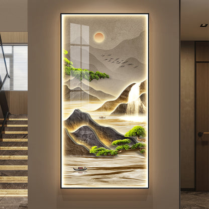 Cartoon deer wall Painting Decorative crystal porcelain painting art LED