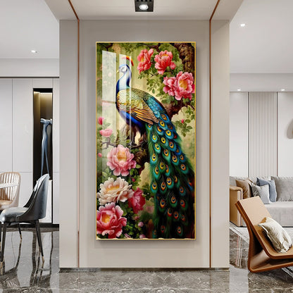 Modern Luxurious peacock crystal porcelain painting LED home decorative