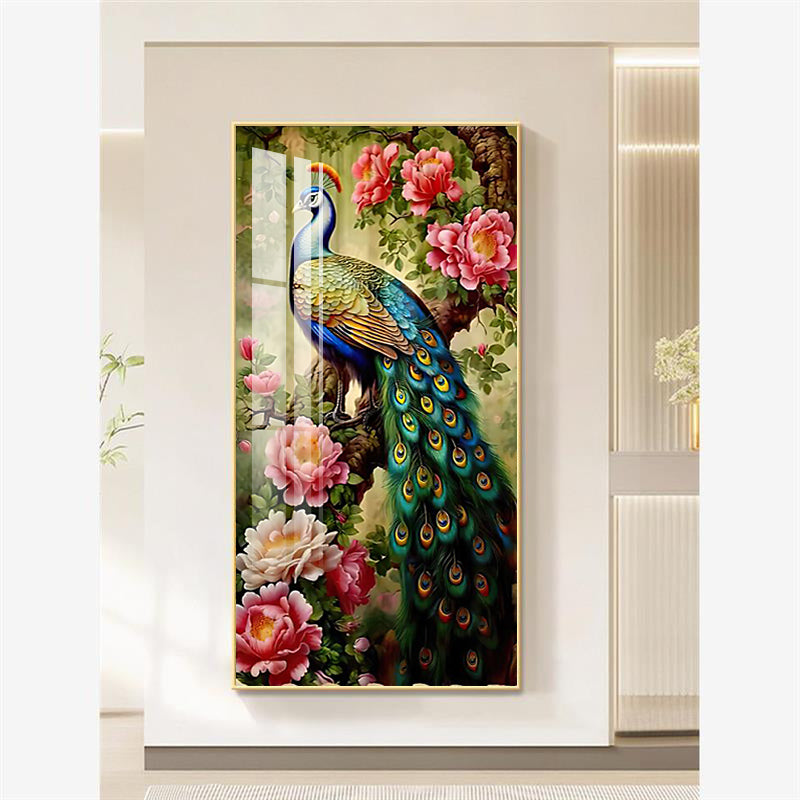 Modern Luxurious peacock crystal porcelain painting LED home decorative