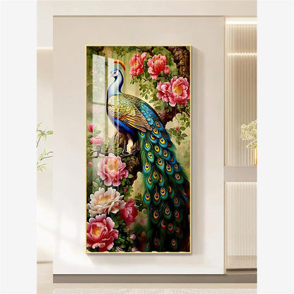 Modern Luxurious peacock crystal porcelain painting LED home decorative