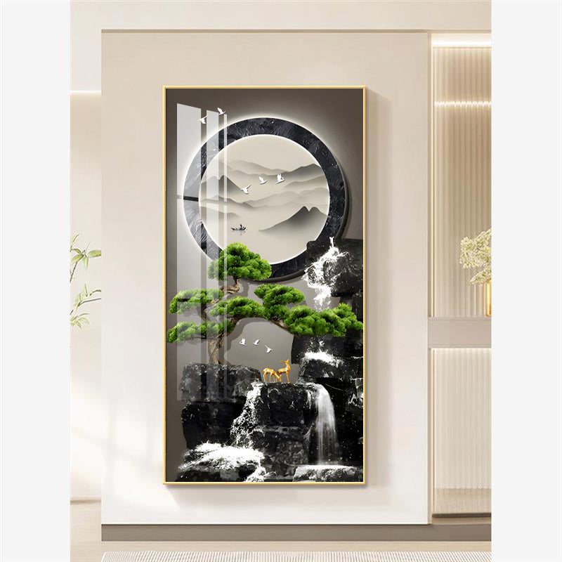 Modern Abstract Landscape LED Crystal Porcelain Wall Decorative Painting