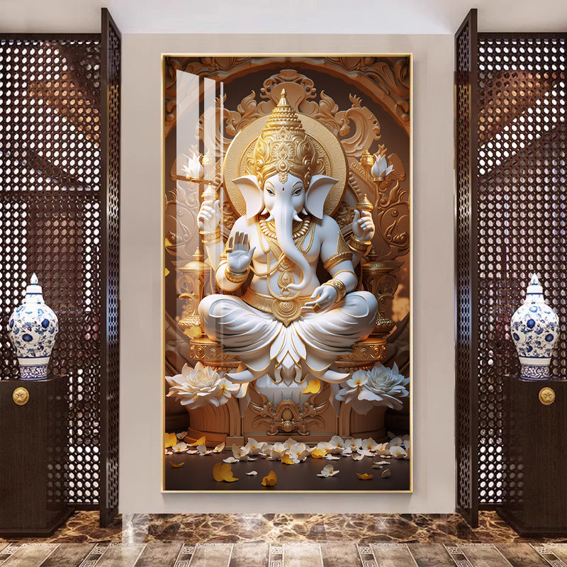 Indian Elephant Statue Crystal porcelain painting decoration wall Painting Decorative LED Light