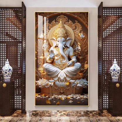 Indian Elephant Statue Crystal porcelain painting decoration wall Painting Decorative LED Light